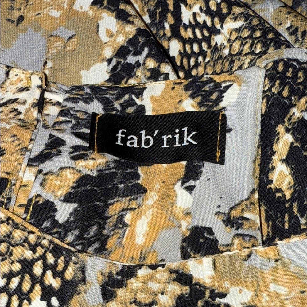 fab'rik Snake Print Mini Dress in Black, Gold, and Cream - Picture 5 of 6